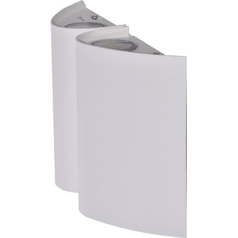 Lampada da parete applique da esterno lampada da parete per casa, 2 lampadine up & down IP44 resistente alle intemperie, metallo bianco, LED 2,5W 180Lm bianco caldo, DxH 27x8cm (1/4)