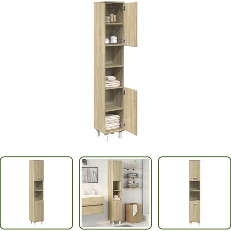 vidaXL Rangement salle de bain - Armoire de salle de bain chêne sonoma 30,5x30x179 cm (1/5)