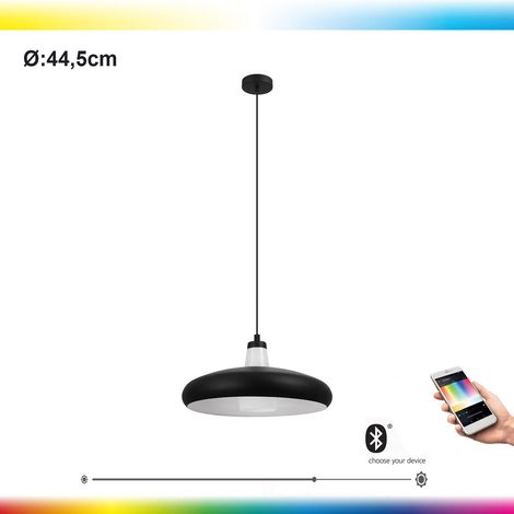 Suspension LED EGLO connect Tabanera-C, lampe suspendue à 1 ampoule, lampe suspendue en acier et verre en noir, blanc, changement de température de couleur (chaud, neutre, froid), RVB, dimmable (1/5)