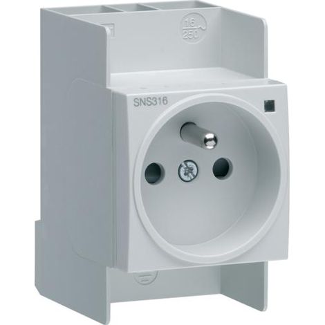 Prise de courant modulaire 16A 2P+T avec voyant version SanVis (FR) HAGER SNS316