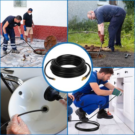 Wolketon Tubo sturatubi per tubazioni 10 m per idropulitrice 180 bar, raccordo M22, tubo PVC con ugello fisso a 4 getti posteriori