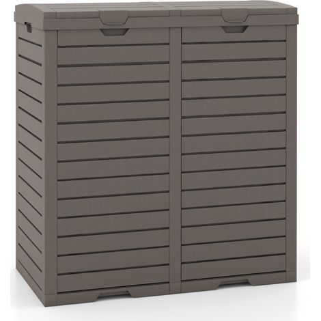 Cubo de basura para exterior 77 x 40 x 86 cm doble cubo práctico y hermético diseño contemporáneo en PP marrón 200017844