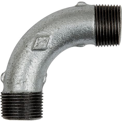 Riegler Bogen 3, lang, 90°, AG/AG, R 3/4, schw. Temperguss feuerverz. (1/2)
