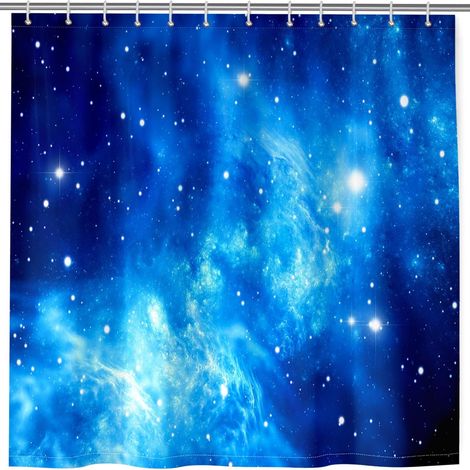 Rideau de Douche Espace Bleu Galaxie Nébuleuse Anti Moisissure Lavable Imperméable Tissu Polyester Rideaux de Douche avec 12 Crochets pour Salle de Bain Baignoire Famille Hôtel 180 x 200 cm (1/5)