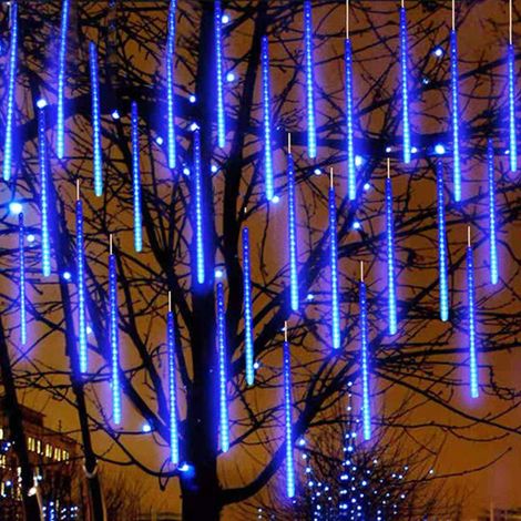 Guirlande lumineuse solaire 8 tubes 30cm LED bleu, étanche avec mode clignotant décoration extérieur (1/5)