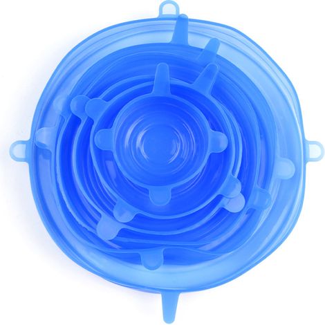 Lot de 6 couvercles en silicone réutilisables de qualité alimentaire - Sans BPA, extensibles, 6 tailles différentes pour bols, plats, bocaux, micro-ondes et four (1/5)
