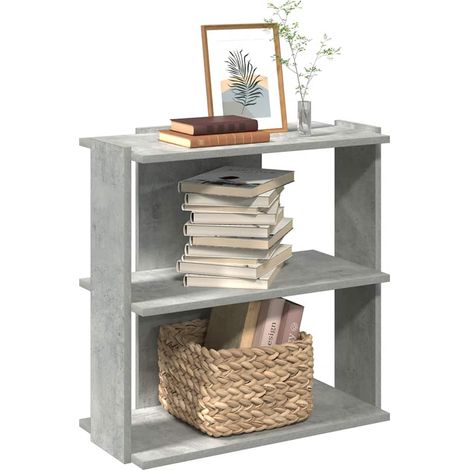 Bücherregal 3 Böden Betongrau 60x30x60 cm Holzwerkstoff