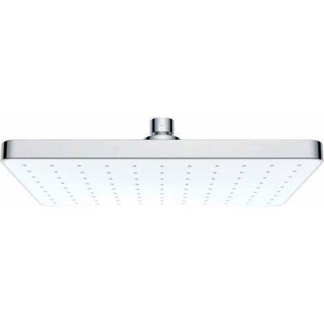 WENKO Soffione doccia effetto pioggia Automatic Cleaning anticalcare, doccetta italiana con ugelli autopulenti, attacco universale 1/2", design quadrato, Plastica, 25x17 cm, cromato - bianco (1/5)