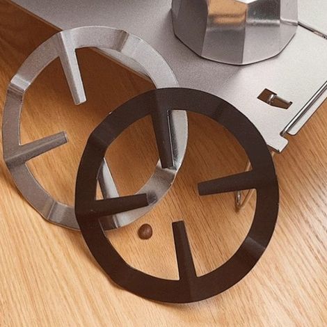Support rond en acier inoxydable noir pour cafetière Moka, support pour brûleur de cuisinière, outils de cuisine (1/5)