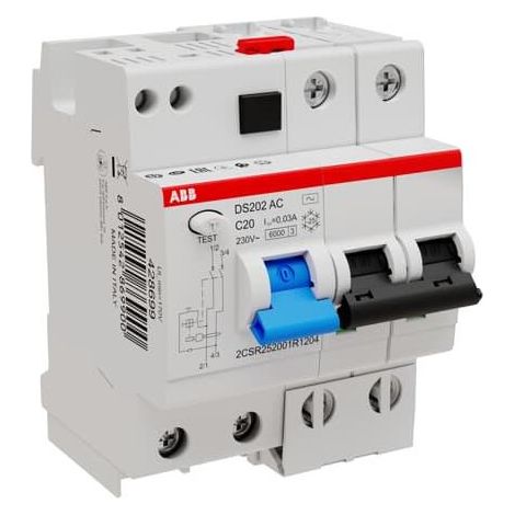 BLOC. DIFF. (DDA202)+DISJ. (S202) 6KA AC C-20A 30MA 2CSR252001R1204 ABB 428699 (1/3)