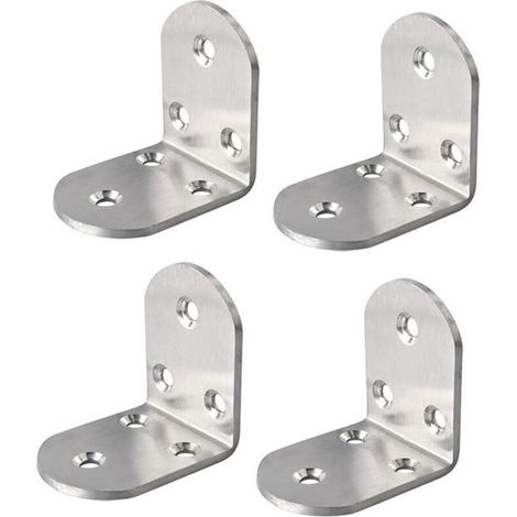 Support d’Angle Lot de Support de Fixation Équerre de 90 Degré Réparation Connecteur pour Bois avec Vis, Finition Blanche Brillante en Acier Inoxydable, 65 x 65 x 38 mm, 4 Pcs, (1/4)