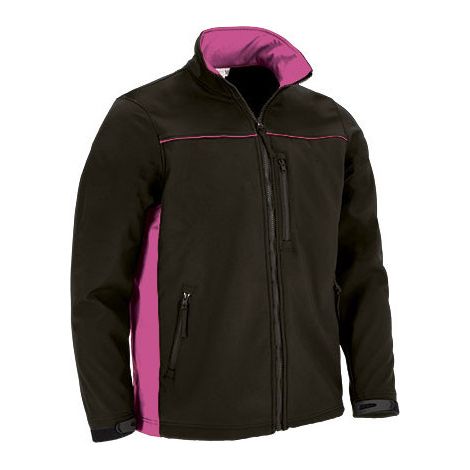 Chaqueta softshell bicolor 3 bolsillos con interior polar combinado, colores vivos THUNDER M Negro/Rosa Magenta