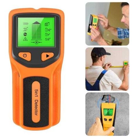 BUNTHAUS Détecteur de montants muraux 5 en 1, scanner mural numérique, détecteur de métaux avec écran LCD et sirène, pour murs et sols (piles non incluses) (1/5)
