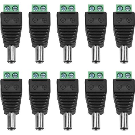 10Pcs DC Power Male Plug Jack Terminal Adapter Connector for CCTV Camera 5.52.1mm
