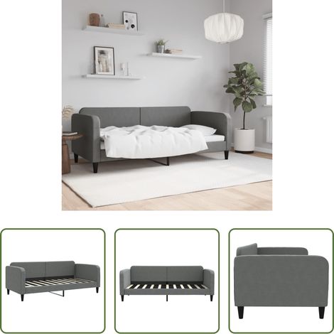 vidaXL Canapé - Lit de repos sans matelas gris foncé 90x190 cm tissu (1/5)