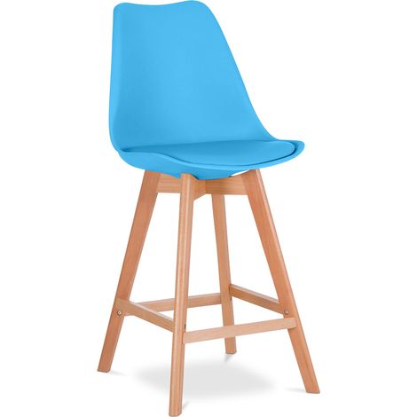 Hocker im skandinavischen Stil - Holzbeine - Denisse Turquoise