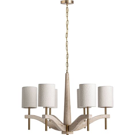 Lustre en marbre beige finition veinée design suspendu élégant - Beige marbré finition veinée (1/5)