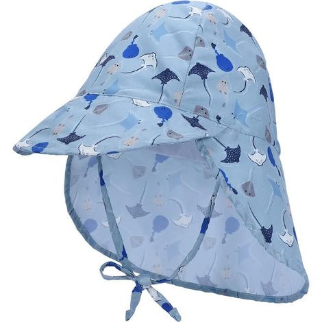 Chapeau de Soleil pour bébé garçons ou Filles Bonnet de Plage d'été pour Enfants Casquette à Rabat Ajustable Douce pour Enfants (1/5)