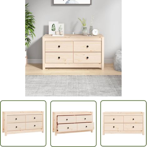 The Living Store Beistellschrank 100x40x54 cm Massivholz Kiefer - Holz Sideboard - Wohnzimmertisch - Kiefernholz - Massiver Tisch - Regal (1/5)