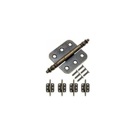 Bisagra para muebles, Juego de 5 bisagras antiguas de metal en hierro estilo retro, 70 x 35 mm, Bronce (1/5)