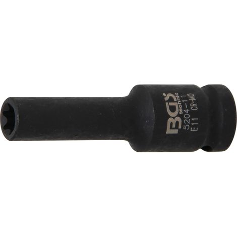 BGS  Vaso  de impacto  perfil  E,  profundo  accionamiento  cuadrado  interior  12,5  mm  (1/2")  SW  E11  mm  -  5204-11