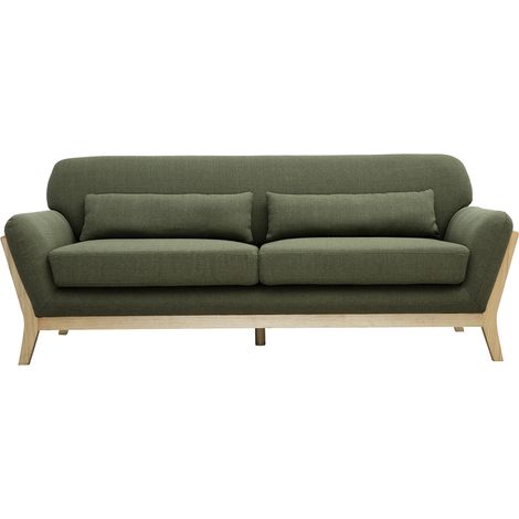 Sofá escandinavo 3 plazas gris patas madera YOKO