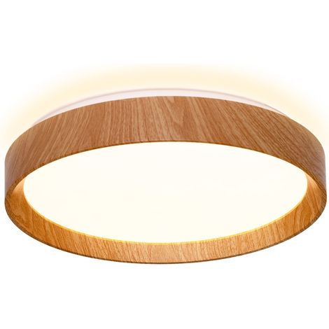 Plafonnier LED noir effet bois Ø38 cm, 30W CCT