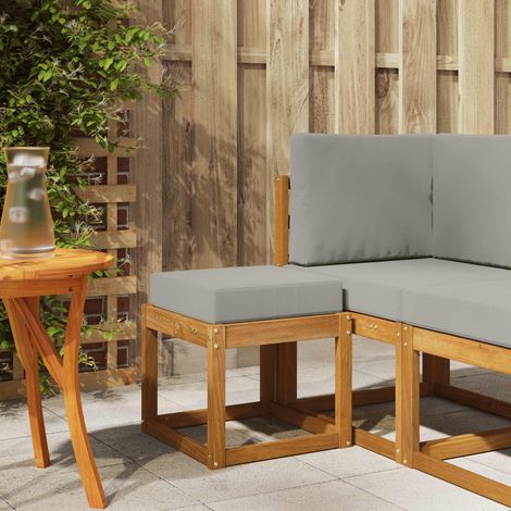 Hocker Bank mit Kissen Natürlich und Hellgrau 43 x 43 x 37 cm