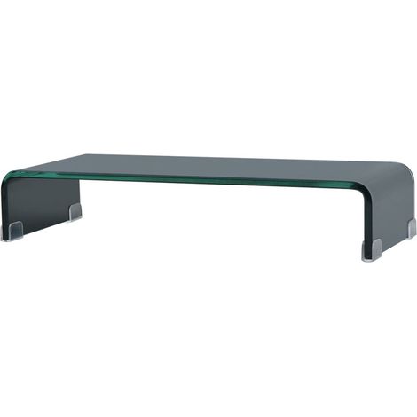 Mueble de TV aparador diseño práctico soporte para monitor 60 cm cristal negro 2502229