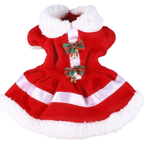 Christmas dress for dogs, thick doll collar, comfortable, warm, cute, puppy, holiday dress, costume with bell for party cosplay M