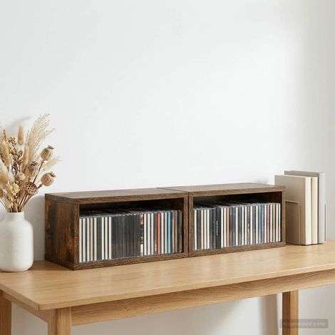 vidaXL CD Storage Rack 2 pcs Smoked Oak 40 x 17 x 17 cm (1/5)