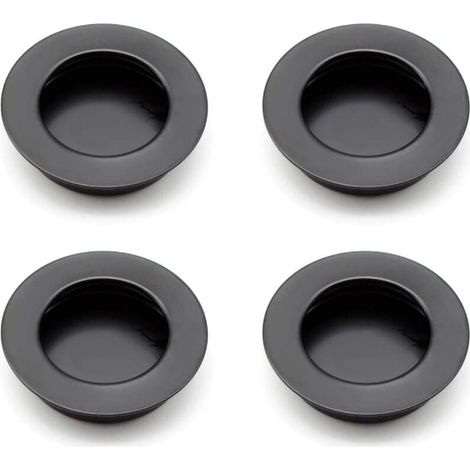 4 Pièces Poignées Rondes Encastrées, 40 mm Poignee de Portes Coulissantes en Acier Inoxydable 304 , Poignées Noir de Meuble peut être Utilisé pour Les Tiroirs, Armoires, Meubles sur Mesure (1/4)