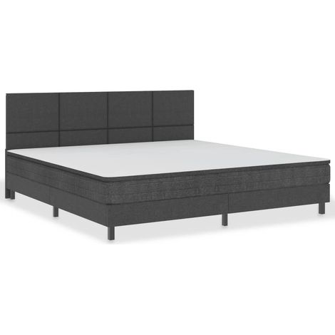 Lit avec matelas et sommier tapissier Gris foncé Tissu 200x200 cm (1/5)