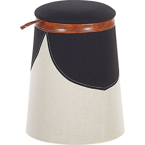 Kids Storage Pouffe APACHE Faux Linen Beige