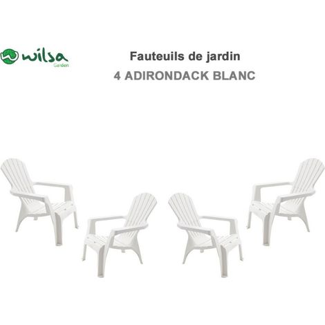 Fauteuil Adirondack résine polypropylène Wilsa Garden - Blanc - 4 Fauteuils Adirondack