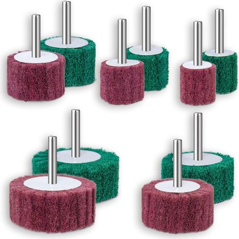 Meules en mousse pour perceuses électriques - Roue Abrasive - Têtes de ponçage - Nettoyage et décapage de toutes les surfaces en bois et en métal - Lot de 10 (1/5)