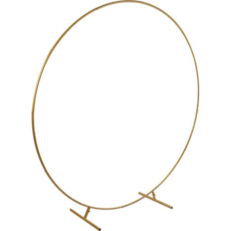 Arche de mariage ronde en fer doré, support pour fond de scène, idéale pour la Saint-Valentin, un mariage, un anniversaire ou Noël. Hauteur : 2 mètres. (1/5)