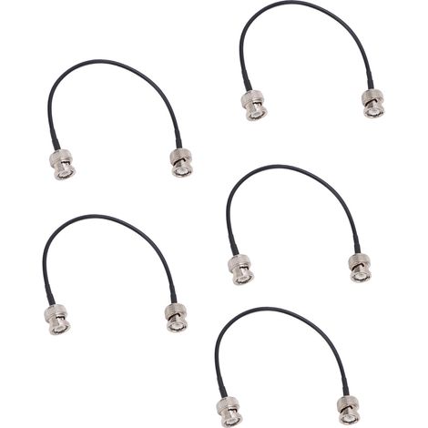 Câble coaxial BNC mâle-mâle 5 pièces, connecteur Q9, câble d'alimentation TFL-RG58-18, impédance 50Ω, longueur 1,8 m, pour vidéosurveillance et équipements RF. (1/5)