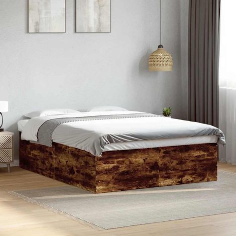 Bettgestell Räuchereiche 150x200 cm Holzwerkstoff (1/5)