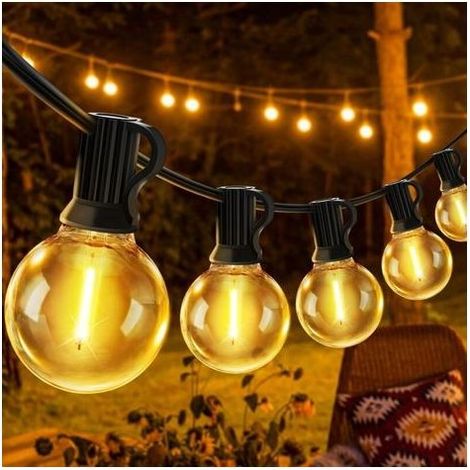 Guirlande Lumineuse Exterieur LED Ampoules de Guirlandes Jardin Lumiere Exterieure Connectable IP44 Imperméable Guirlande Lumières Extérieur Terrasse Pergola Balcon (1/4)