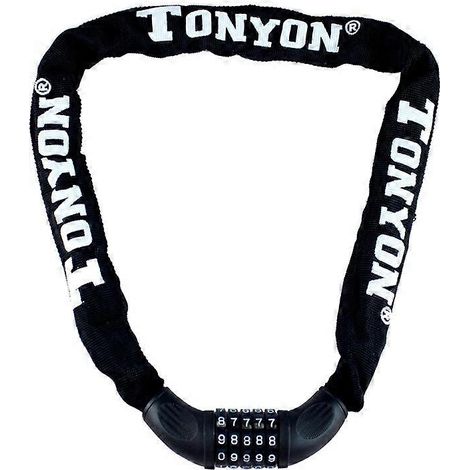 Antivol de vélo à code (14 couleurs) Antivol de vélo à chaîne avec code à 5 chiffres pour vélo, porte, portail (noir) (1/5)