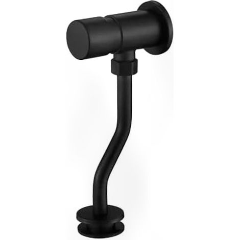 Robinetterie WC murale à fermeture différée - Acier inoxydable - Poussoir - Noir mat (1/5)