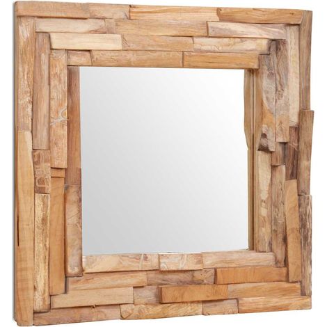 Miroir décoratif en teck, 60 x 60 cm, carré