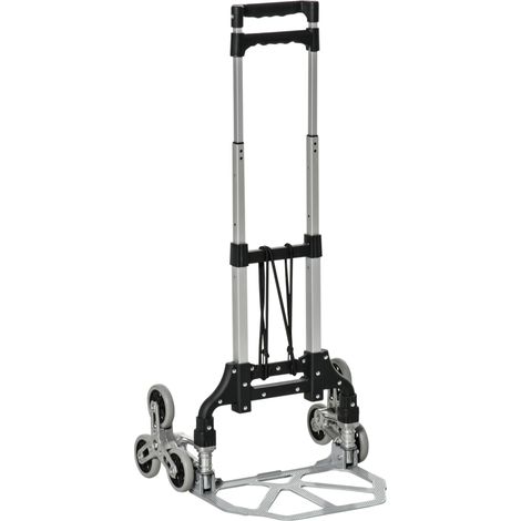 Carrello saliscale pieghevole 6 ruote in alluminio argento 70 kg con cinghia - CHICFURN (1/5)