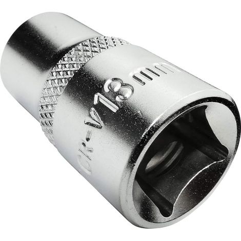 Douille de Vissage/Embout - Courte - 1/2x13mm - pour Clé/Cliquet Manuelle/Pneumatique - Corps Cylindrique - Hexagonale/6 Pans Allen - en Acier CR-V - Couleur Argent (1/2)