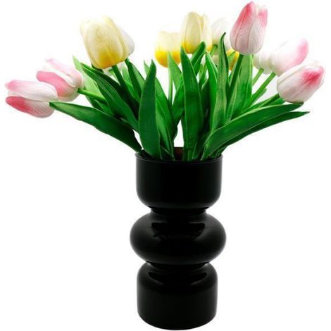 Vase Verre - Hauteur 18 cm - Diamètre Ouverture 9 cm - Design Cylindrique Moderne - Pour Fleurs Fraîches - 1 Pièce (1/5)