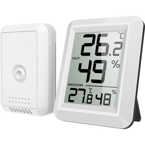 Kabellos verbundenes Innen- und Außenthermometer – Großes LCD-Display – Temperaturbereich -40 bis 60 °C – Reichweite 100 m – Luftfeuchtigkeit 10–99 %