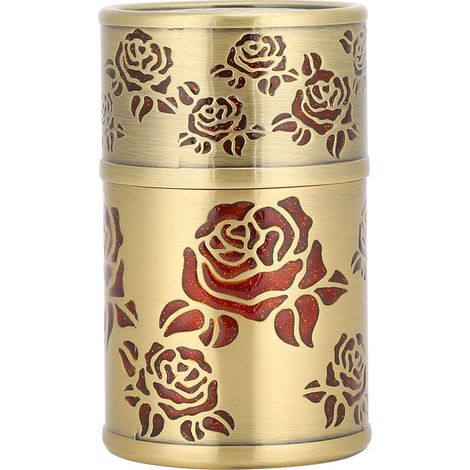 Porte-cure-dents et porte-coton-tige double usage, rétro luxe antique rouge à motif de roses. (1/5)