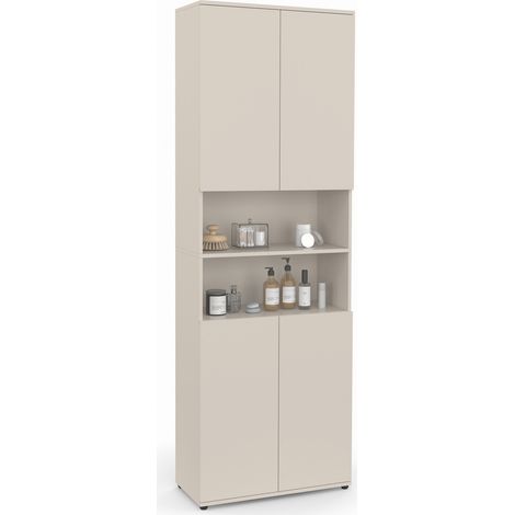 Badezimmerschrank TOMI 4 Türen 2 Nischen Holz beige