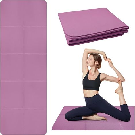 Faltbare TPE-Yogamatte, leichte und tragbare Pilatesmatte, Fitnessmatte, rutschfeste Sportmatte für Yoga, Fitness, Pilates, Gymnastik, Training und Reisen, 183 × 61 × 0,5 cm (1/5)